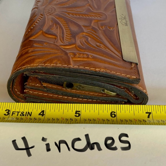 Patricia Nash Leather Cametti Trifold Wallet Organizer Tan Tooled Embossed Gold - Picture 15 of 16
